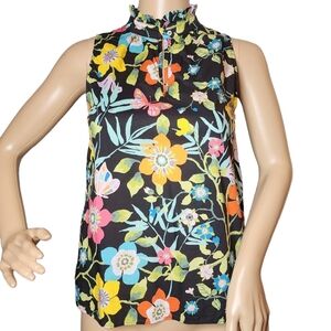 J. Crew liberty fabric floral cotton sleeveless blouse. Size 00